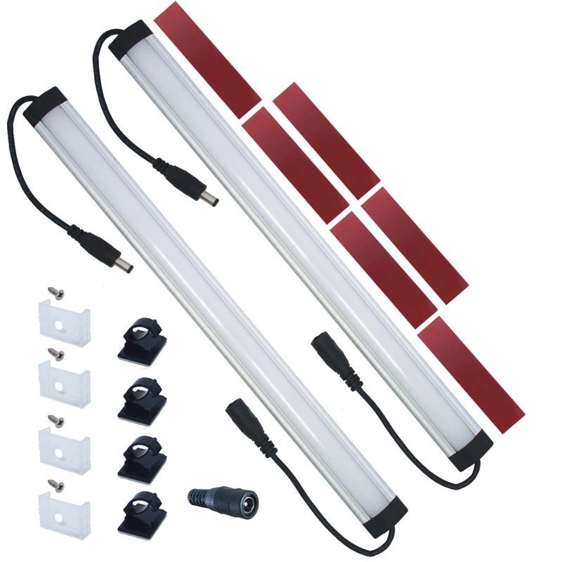 Litever Extra Under Cabinet Lighting Bars,12VDC, 3000K Warm White, with Mounting Clips, Screws, Self-Adhesive Pads. Compatible LL-008 Series ONLY-[2-Pack-3000K] - Image 1